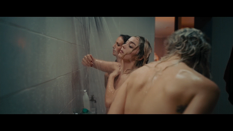 Agathe Rousselle and Garance Marillier in a nude scene from TITANE 2021