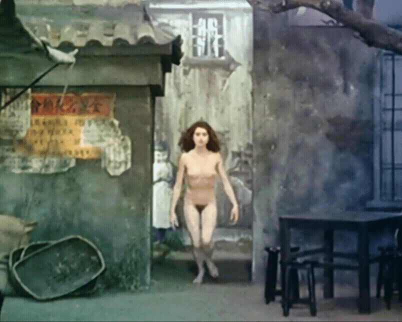 Isabelle Illiers in a nude scene from Fruits of Passion (1981)