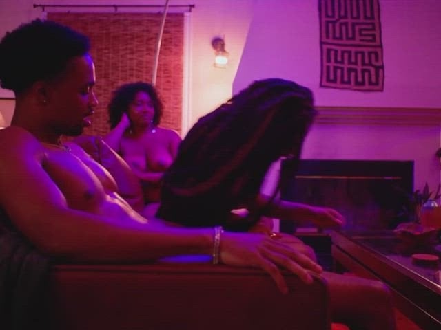 Andrea Lewis and Brittany S. Hall in a nude scene from Three Ways (2022)